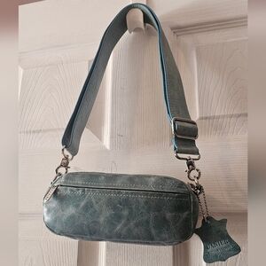 Blue Leather Crossbody Bag